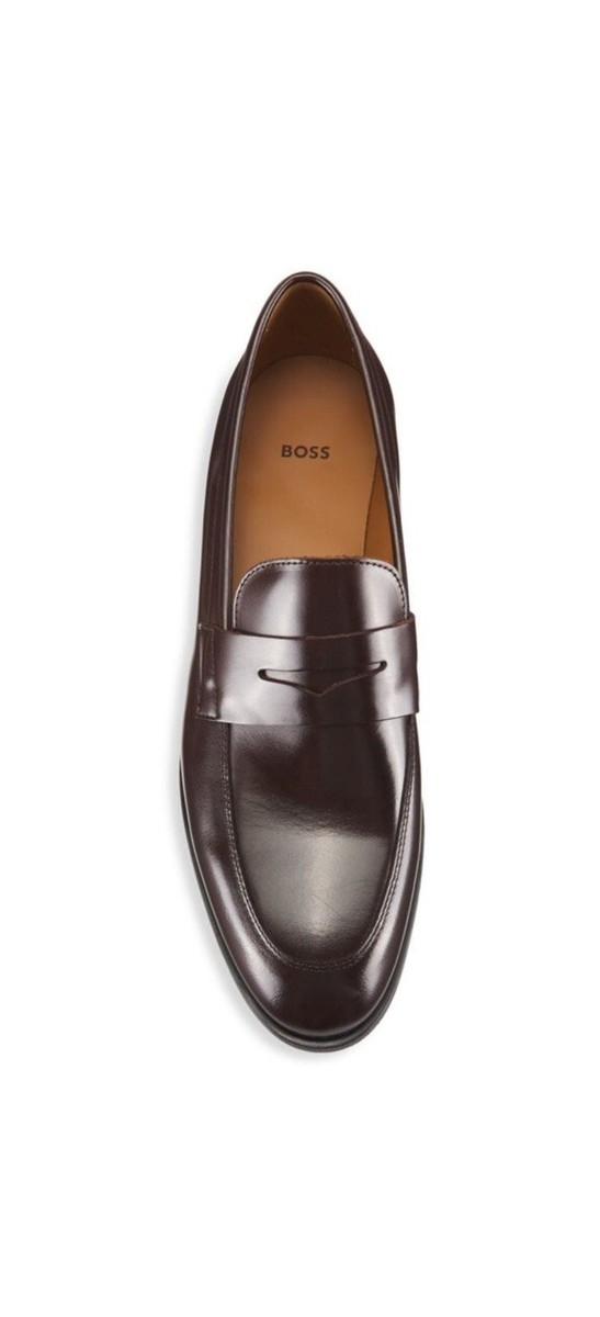 Hugo Boss Brown Leather Drivers Shoes Size 11 BOSS - Driver-sole loafers in nubuck leather - Dark Brown main image 3