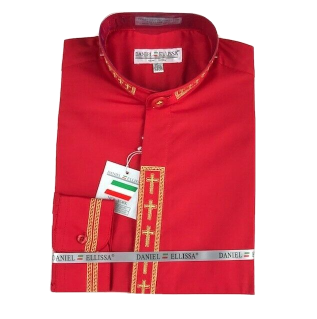 DANIEL ELLISSA CLERGY SHIRT WITH WHITE TAP BAND DS3007R RED main image 1