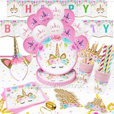Unicorn Birthday Decorations Girls Children Balloons Tableware Party Supplies