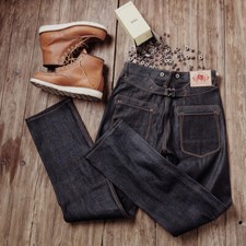 Red Tornado Blacksmith Buckle Back Jeans Vintage Fashion Men Selvage Denim Pants