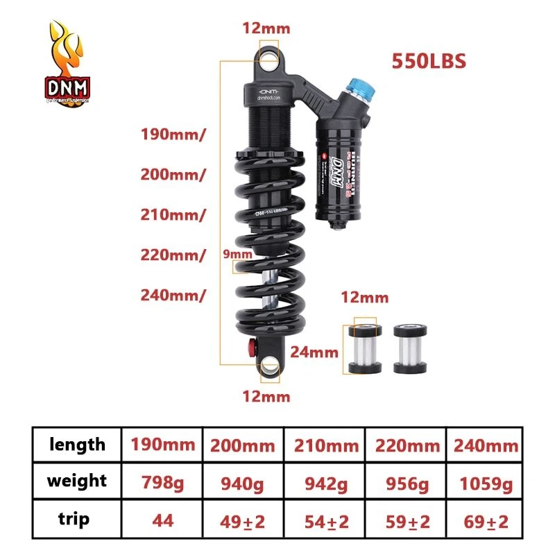 Amortecedor de mountain bike suspensão traseira mola choque downhill DH 220mm240mm - Imagem 2 de 4
