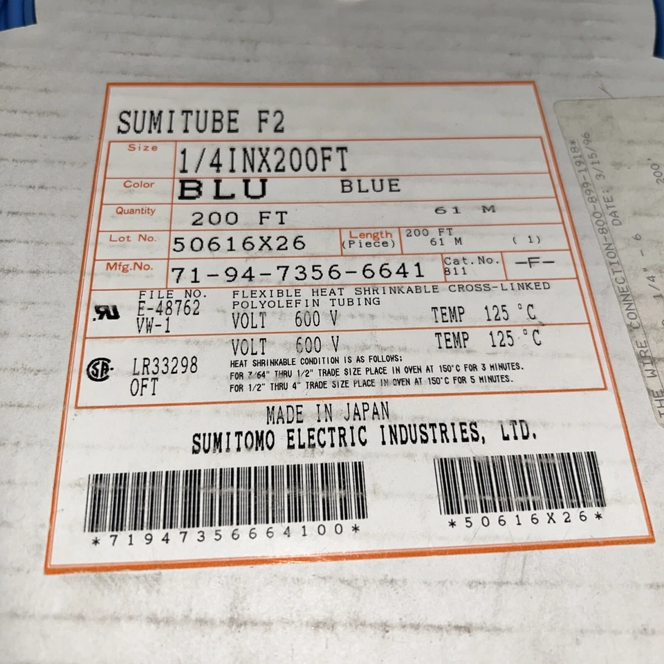 Sumitomo Eléctrico (3) Sumitube B2, F2, 1/4" X 200' Marrón, Azul, Amarillo Foto 2 de 4