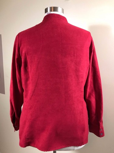 SAG HARBOR Plus Size 1X Red Sequin Embroidered MicroSuede Button Front Shirt - Picture 4 of 6