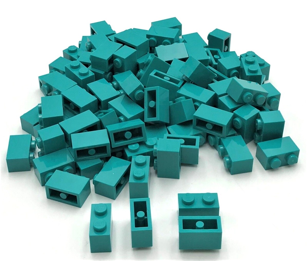 Lego 100 New Dark Turquoise Bricks 1 x 2 Stud Building Blocks