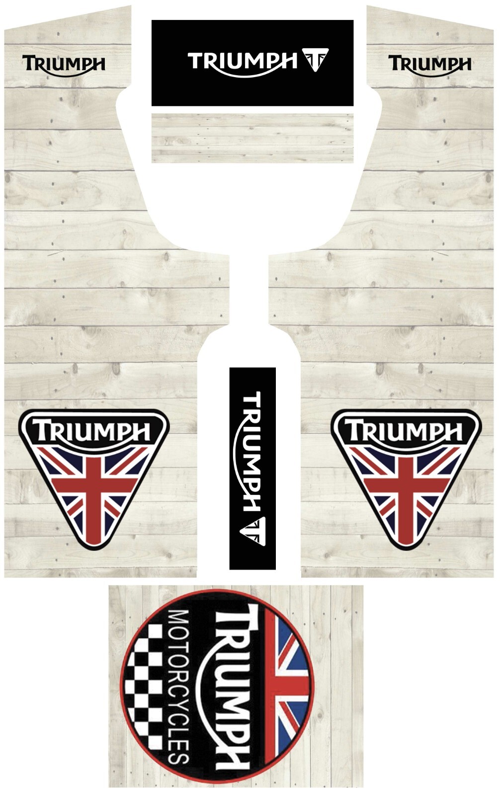 Stickers Triumph borne d'arcade adhésif laminé anti-rayures kit complet