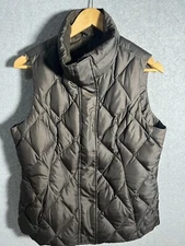 Eddie Bauer Goose Down Vest Women's Brown Medium Full Zip 1/4 Collar