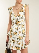 NWT. ZIMMERMANN Floral Print Mini Dress ZIM 1 / US 6 white