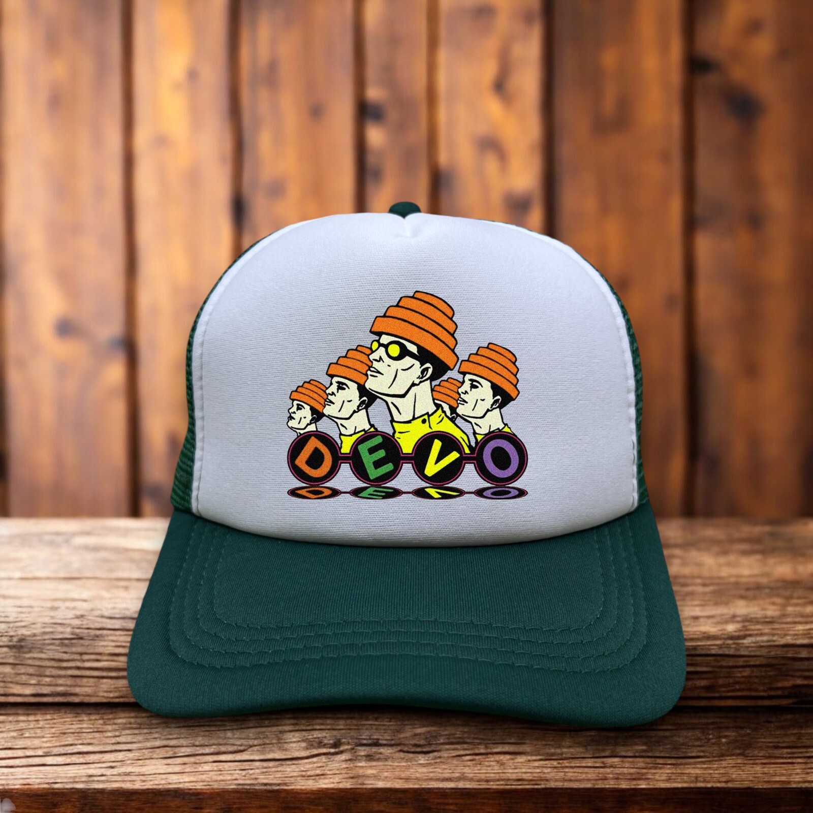 Devo Cap Devo Unisex Trucker Hat Green Snapback 70s New Wave Whip It Baseball ...