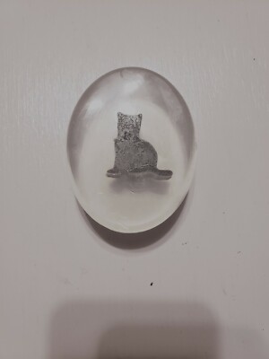 homemade clear glycerin based soap with black kitty embed unscented