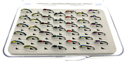 35 Buzzers In Fly Box - Trout Flies - Fly Fishing - World Class Flies