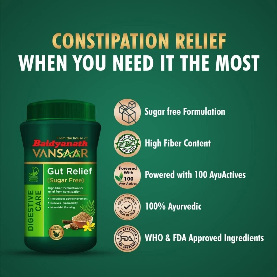 2 x Baidyanath Vansaar Gut Relief 100gm Ayurvedic Bowel Regulator Sugar Free - Image 2 of 4