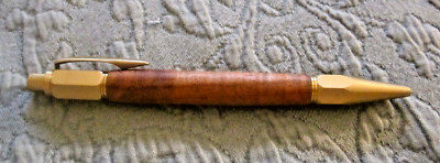 Handmade* Click Style Ball Point Pen,Barrel made from Curley Koa Wood,Brass Trim