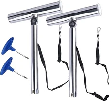 2X Adjustable Outrigger Boat Rod Holder Stainless Steel Slot mount with Strap