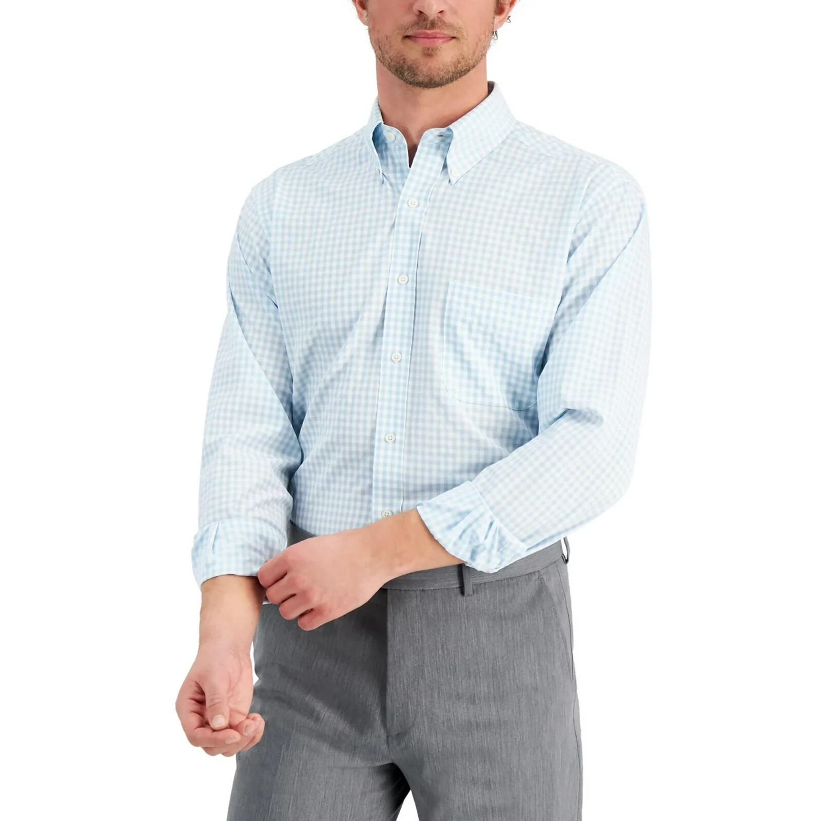 Мужская рубашка обычного покроя в клетку с принтом Club Room, синяя/белая, большого размера