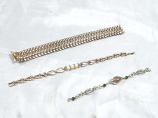 🇫🇷 LOT 3 BIJOUX FANTAISIE BRACELETS PLAQUE OR  GOURMETTE JEWELS