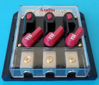AUDIOPIPE  3x80A Automatik Sicherungshalter 3x Eingang 3x Ausgang Stromverteiler