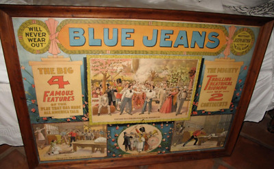 Antique ''4 Famous Features'' Original Melodrama Poster c. 1900 by Joseph Arthur