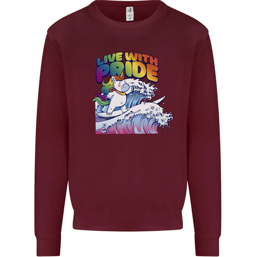 Live With Pride Unicorn Gay Pride Awareness LGBT Kids Sweatshirt Jumper - Picture 65 of 71