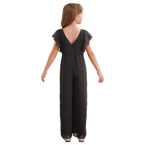 Kids Girls Jumpsuit Prom Rompers Pageant Overalls High Waist Bodysuit Communion - Picture 50 of 60