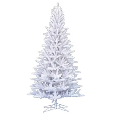 7.5' Vickerman Unlit Shiny White Spruce Christmas Tree Retro Vntg Style Decor