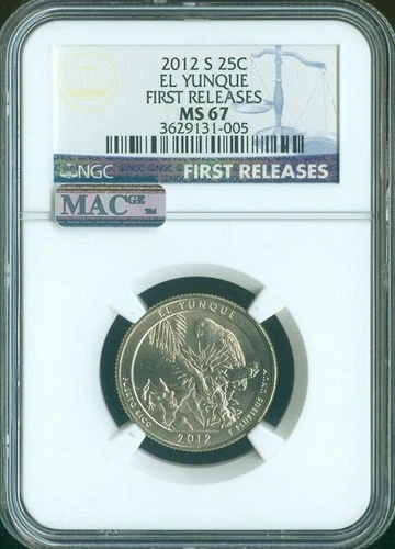 2012-S El Yunque Quarter NGC MS67 First Release MAC Quality 