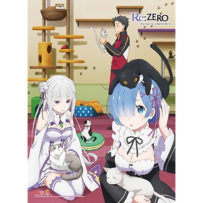 NEW OFFICIAL Re:Zero Emilia Rem Wall Scroll Kadokawa