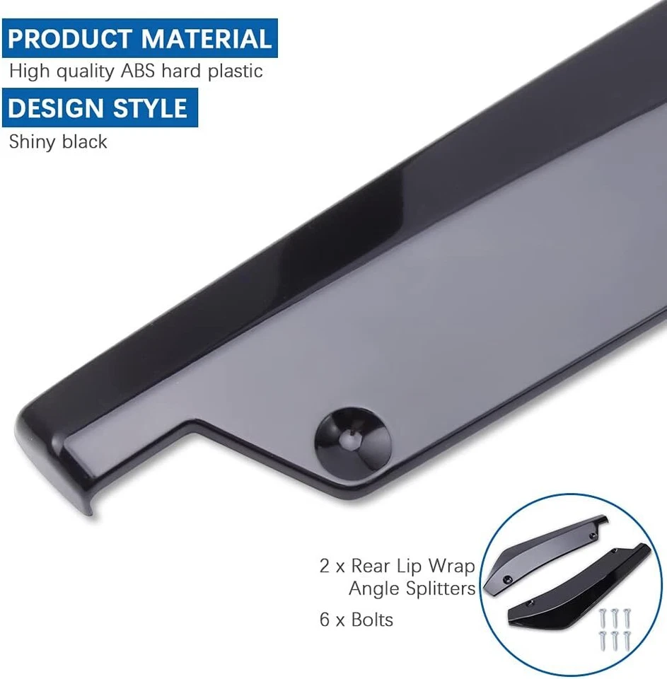 Difusor labial divisor parachoques trasero negro accesorios protector Canard Foto 4 de 4