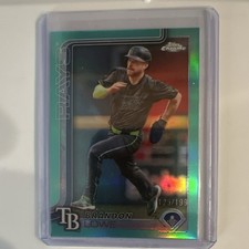 Topps 2021 Chrome Aqua Parallel Brandon Lowe #113 Serial Tampa Bay Rays MLB