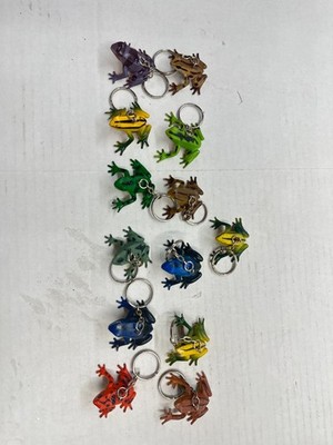 Vintage Lot of 13 Different Colors Frog Key chains