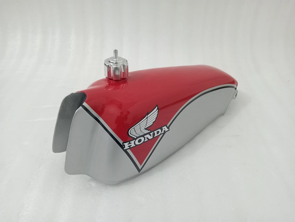 Honda TL250 TL 250 Trials 1975-76 rojo y plata acero combustible gasolina tanque + tapa Foto 4 de 4