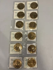 Set Of 12 Wendell August Forge Xmas Ornaments Bronze Religious Cross Bible Quote