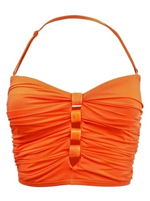 Carmen Marc Valvo Women's Bandeau Crop Swim Top (M, Orange)