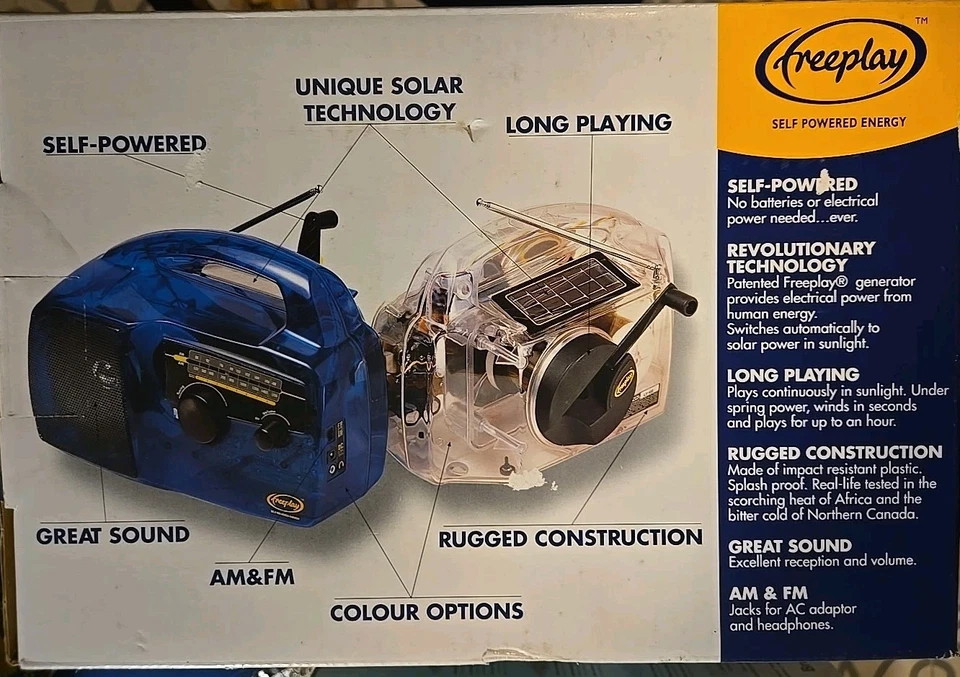 Freeplay FPR2SC - Gray Self Powered Energy AM/FM Radio Solar & Crank Solar NEW - Image 3 of 4