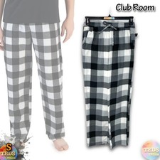 NWT Club Room Men's S Plaid Fleece Lounge Pajama Pants Only - Black / White