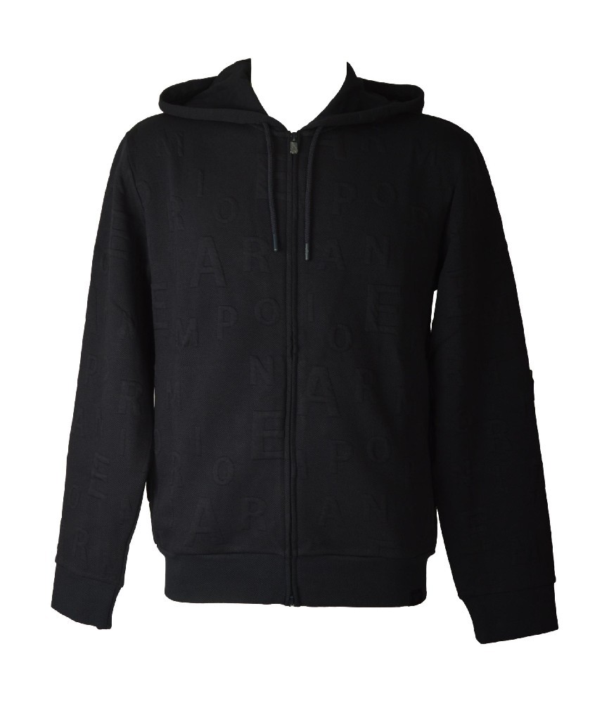 SG Herren Sweatshirt EMPORIO ARMANI Strick Jacke offen mit Kapuze Stoff Logo a 35090₽