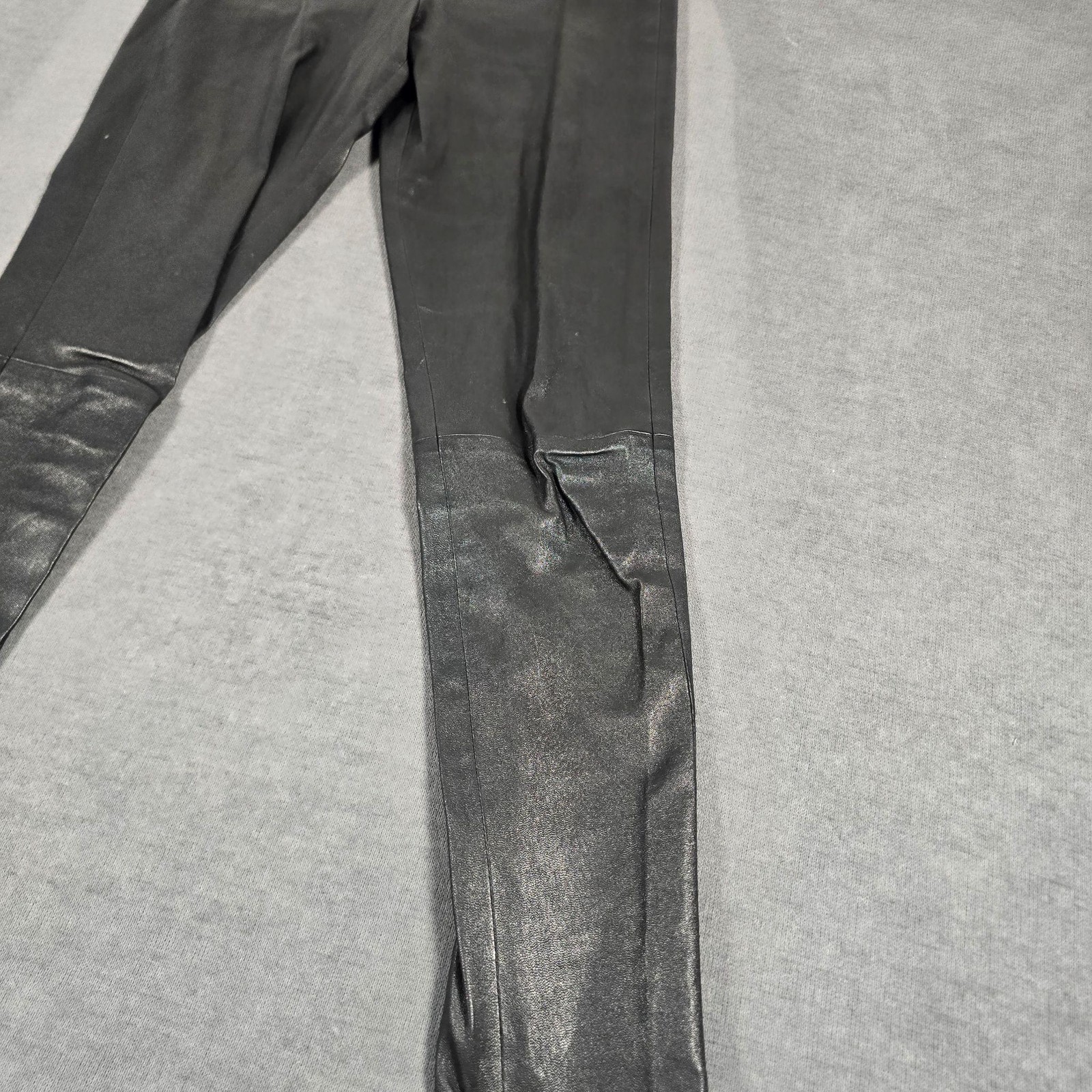 Theory Leggings Womens 2 Black Lambskin Leather Ankle Elastic Waist Stretch image 3
