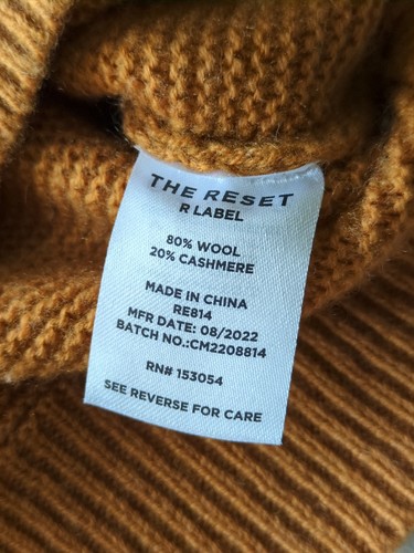 R Label The Reset Will Kaschmir Pullover V-Ausschnitt Dolmanärmel Burnt Orange Small  - Bild 4 von 7