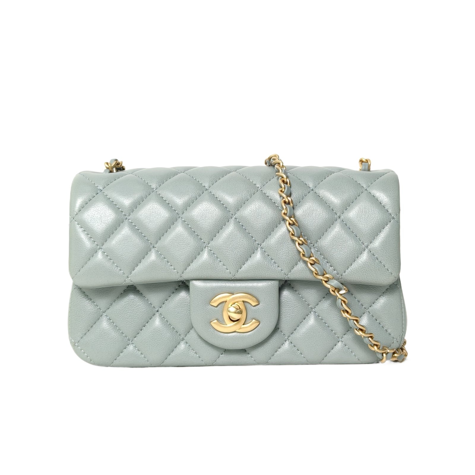 CHANEL CF Flap Bag Large Mini 20cm Green Lambskin P245621724