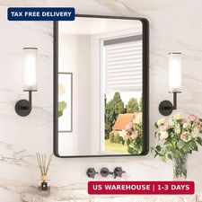 20 x 30 Inch Black Bathroom Mirror, Tempered Glass Vanity Mirror