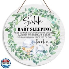 Baby Sleeping Sign for Front Door, Do Not Knock or Ring Doorbell Door Decorat
