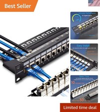 24 Port RJ45 Patch Panel Cat6 STP Feed Through, Coupler Network Panel 19 Inch...