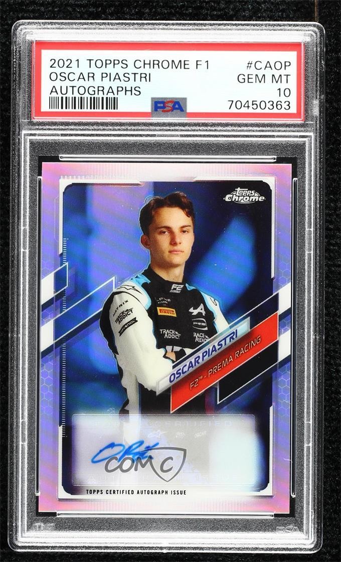 2021 Topps Chrome Formula 1 291/400 Oscar Piastri #CA-OP PSA 10 GEM MT Auto 0g9x