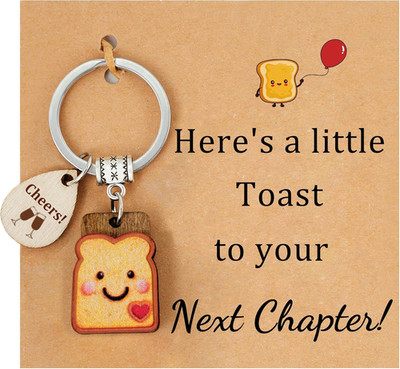 Toast Keychain for Girls, New Beginnings Gifts Next Chapter, Love Engagement Hou