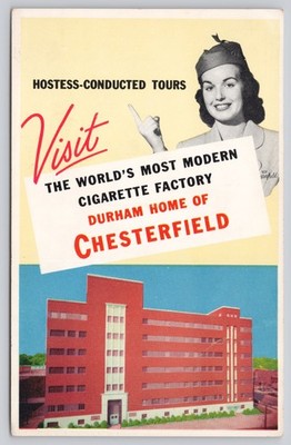 cigarette factory tours Vintage Chesterfield Cigarette Factory Durham N.C. Hostess-Conducted Tours
