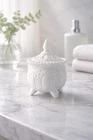 Antique Wisconsin Beaded Dewdrop Milk Glass Lidded Sugar Jar EAPG US Glass