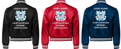 USCG*COAST GUARD BASE KODIAK-ALASKA *SATIN JACKET *USCG OFFICIAL LICENSE