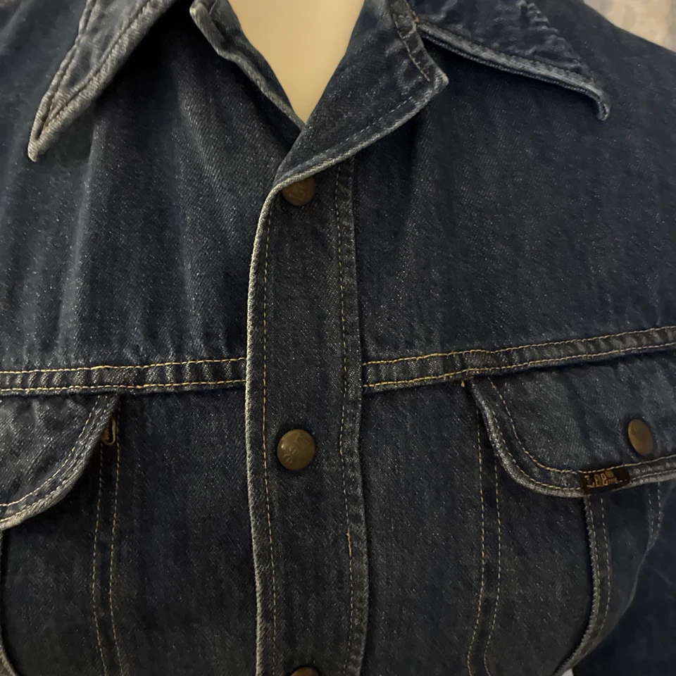 Abrigo de mezclilla LEE vintage para hombre años 70 granero tareas a presión, grande regular para hombre ¡tan 70! Foto 2 de 4
