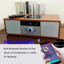 WISCENT Vintage Bluetooth Stereo CD Player FM Radio USB AUX Brown
