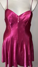 Vintage Romance Du Jour Satin Chemise Hot Pink Slip Dress Size Large USA Nightie