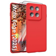 Motorola Edge 2025 6.7" Red Liquid Silicone Soft Phone Case Cover for 7 inch